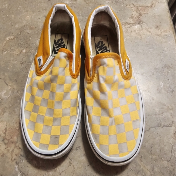 Vans Classic VN0A5JMHF3X Men's Yellow White Checkerboard Skate Shoes Sz 4/5.5 - Picture 7 of 9